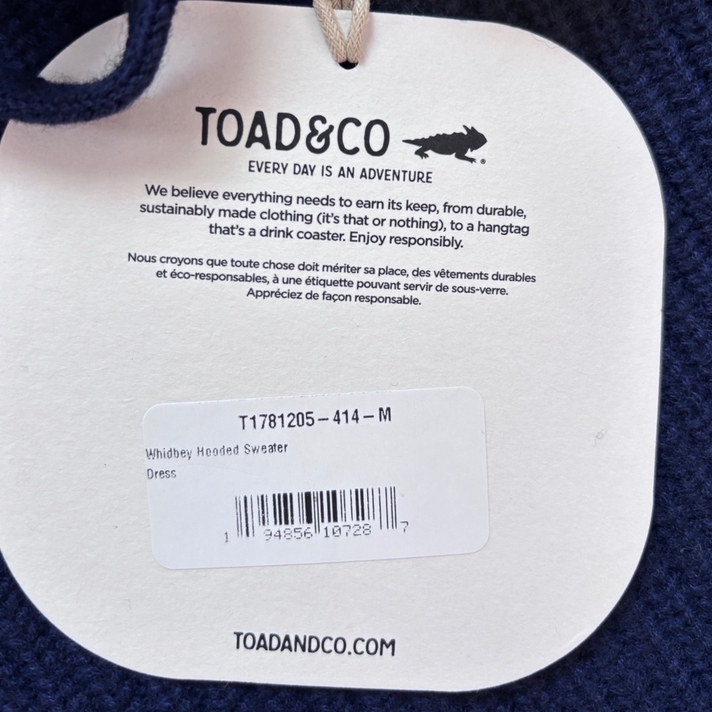 Toad & Co Whidbey Hooded Sweater Dress Navy Blue Wool T1781205 Womens M NWT - Picture 7 of 10